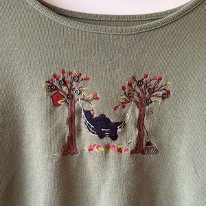 Christopher&Banks Green Sweater with Embroidered Design